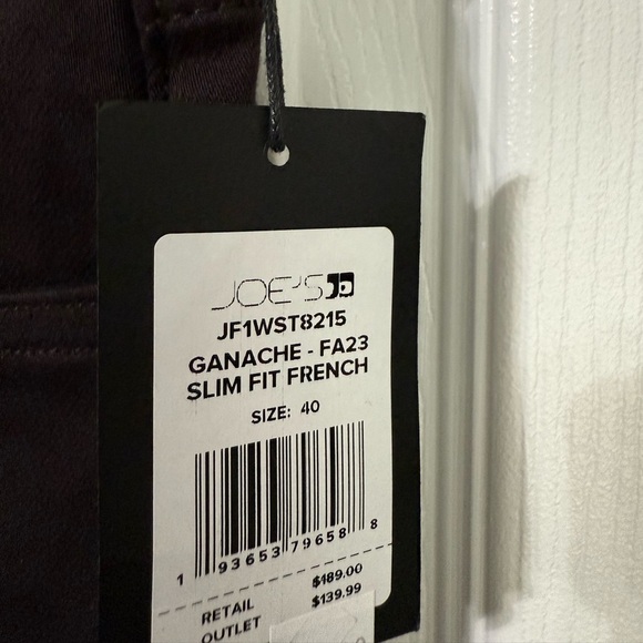 Joe’s Jeans NWT Men’s Slim Fit French Terry Jeans Chocolate Brown size 40 x 32 - Picture 10 of 12